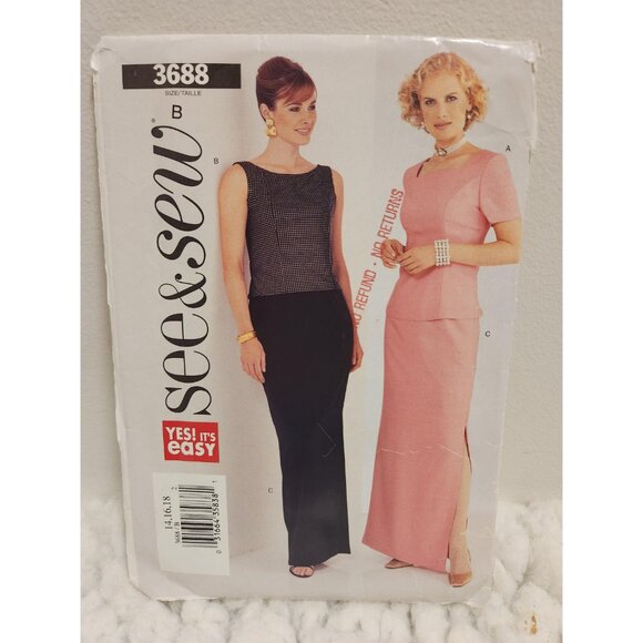 See & Sew 3688 Dress and Top | Size 14–18 Pullover | Uncut | Yes! It’s Easy - Picture 9 of 11